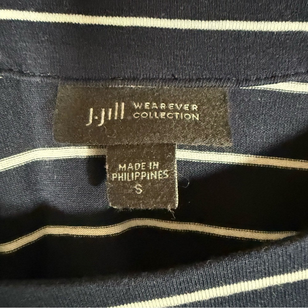 J.Jill Coastal 3/4 Sleeve Navy Striped Shirt size Small - Picture 4 of 6